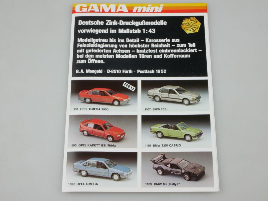 Gama Mini 25x 1988 Faltblatt leaflet mini catalog diecast 1:43 catalog 110129